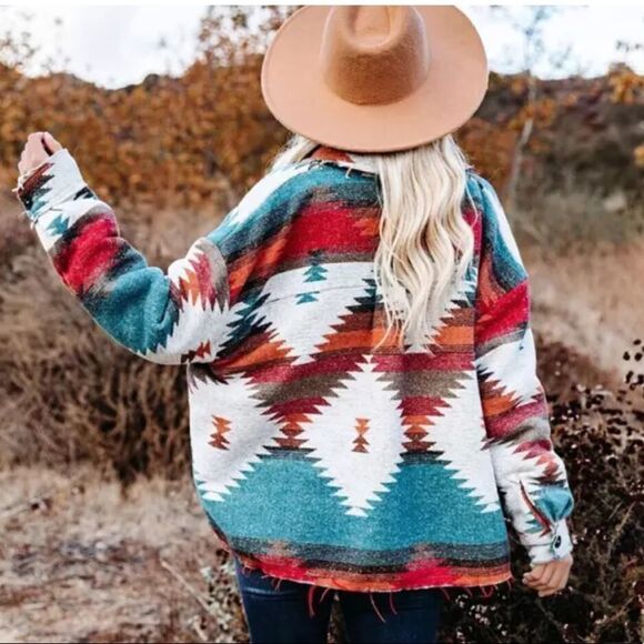 Distressed Aztec Shacket  - Picture 9 of 9